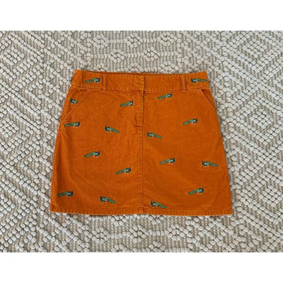 J.CREW Dresses & Skirts - J. Crew Vintage Critter Skirt Corduroy Orange Peacock Preppy Classic Size 10